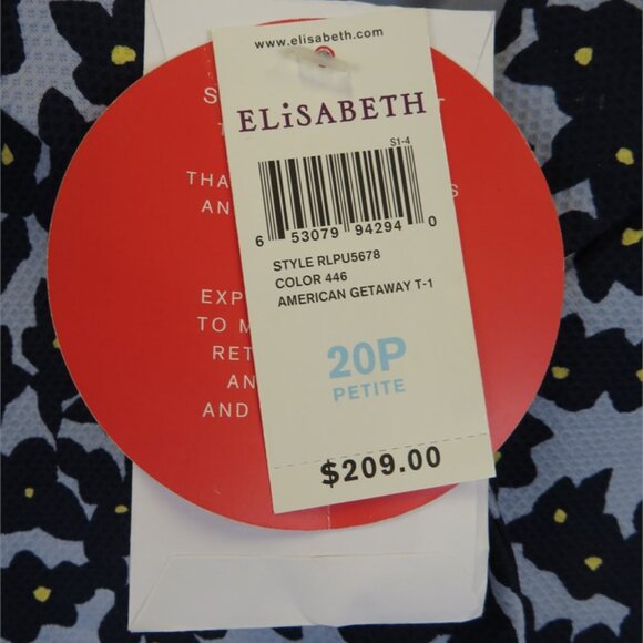 Elisabeth Petite NWT Sky Blue/Navy Floral AMERICAN GETAWAY Jacket, Size 20P - Picture 7 of 7